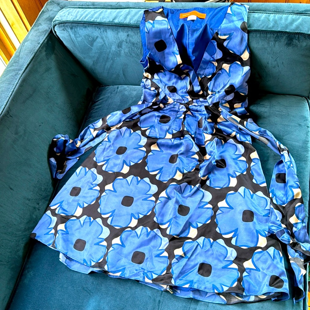 Cynthia by Cynthia Steffe Women’s Size 2 Silk blue floral swing dress